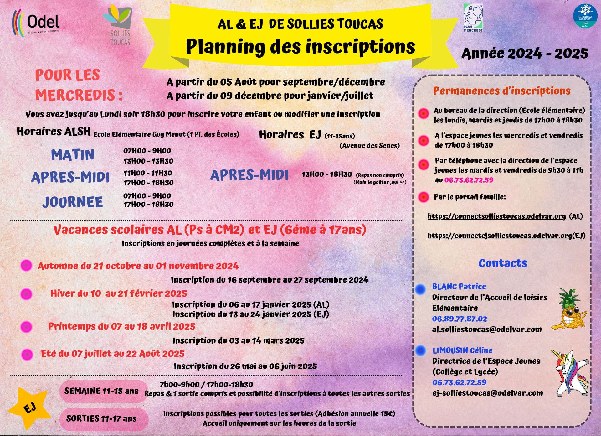 Planning des inscriptions